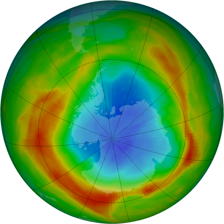 Antarctic ozone map for 26 October 1980
